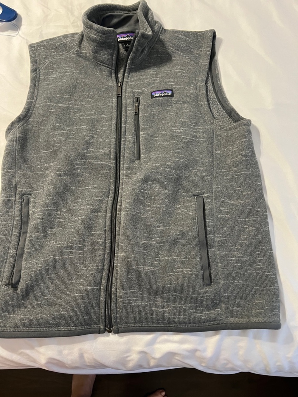 Patagonia Heather Gray Fleece Vest - Front Zip